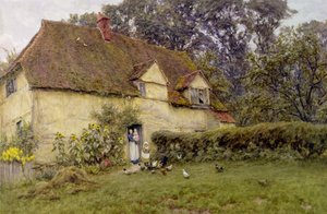 De Kippen Voeren door Helen Allingham